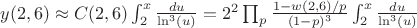 $y(2,6) \approx C(2,6)\int_{2}^{x} \frac {du}{\ln^3(u)}=2^2\prod_p {\frac {1-w(2,6)/p}{(1-p)^3}\int_{2}^{x} \frac {du}{\ln^3(u)}$