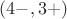 $(4-,3+)$