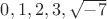 $0,1,2,3, \sqrt{-7}$