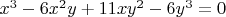 $x^3-6x^2y+11xy^2-6y^3=0$