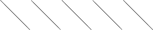 $$\begin{tikzpicture}\draw [black, thin](0.3876,1.6180) -- (0.0038,2.0000) -- (0.0000,2.0000) -- (0.3777,1.6180) -- (0.9931,1.0000) -- (1.6115,0.3820) -- (1.9962,0.0000) -- (2.0000,0.0000) -- (1.6213,0.3820) -- (1.0053,1.0000) -- (0.3876,1.6180);\draw [black, thin](2.7959,1.3090) -- (2.2942,1.8090) -- (2.1000,2.0000) -- (2.2873,1.8090) -- (2.7848,1.3090) -- (3.4029,0.6910) -- (3.9054,0.1910) -- (4.1000,0.0000) -- (3.9122,0.1910) -- (3.4139,0.6910) -- (2.7959,1.3090);\draw [black, thin](5.2056,1.0000) -- (4.5877,1.6180) -- (4.2038,2.0000) -- (4.2000,2.0000) -- (4.5779,1.6180) -- (5.1934,1.0000) -- (5.8116,0.3820) -- (6.1962,0.0000) -- (6.2000,0.0000) -- (5.8215,0.3820) -- (5.2056,1.0000);\draw [black, thin](7.6141,0.6910) -- (6.9961,1.3090) -- (6.4942,1.8090) -- (6.3000,2.0000) -- (6.4874,1.8090) -- (6.9850,1.3090) -- (7.6030,0.6910) -- (8.1054,0.1910) -- (8.3000,0.0000) -- (8.1123,0.1910) -- (7.6141,0.6910);\draw [black, thin](10.0216,0.3820) -- (9.4057,1.0000) -- (8.7878,1.6180) -- (8.4038,2.0000) -- (8.4000,2.0000) -- (8.7780,1.6180) -- (9.3935,1.0000) -- (10.0117,0.3820) -- (10.3962,0.0000) -- (10.4000,0.0000) -- (10.0216,0.3820);\end{tikzpicture}$$
