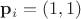 $\mathbf{p}_i = (1, 1)$