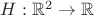 $H : \mathbb{R}^2 \to \mathbb{R}$