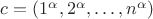 $c = (1^\alpha, 2^\alpha, \dots, n^\alpha)$