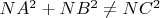 $NA^2 + NB^2 \ne NC^2$