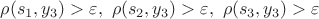 $\rho (s_1, y_3) > \varepsilon, \ \rho (s_2, y_3) > \varepsilon, \ \rho (s_3, y_3) > \varepsilon$ $\rho (s_1, y_3) > \varepsilon, \ \rho (s_2, y_3) > \varepsilon, \ \rho (s_3, y_3) > \varepsilon$
