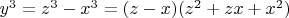 $y^3=z^3-x^3=(z-x)(z^2+zx+x^2)$