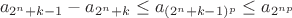 $$a_{2^n+k-1}-a_{2^n+k} \leq a_{(2^n+k-1)^p}\leq a_{2^{np}}$$