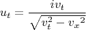 $$u_t = \frac{iv_t}{\sqrt{v^{2}_t - {v_x}^2}}$$