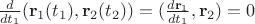 $\frac d{dt_1}(\mathbf r_1(t_1), \mathbf r_2(t_2))=(\frac {d\mathbf r_1}{dt_1}, \mathbf r_2)=0$