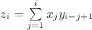 $z_i=\sum\limits_{j=1}^{i} x_jy_{i-j+1}$