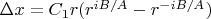$\Delta x=C_1r(r^{iB/A}-r^{-iB/A})$
