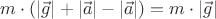 $m \cdot (|\vec g| + |\vec a| - |\vec a|) = m \cdot |\vec g|$