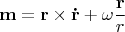 $${\mathbf{m}} = {\mathbf{r}} \times {\mathbf{\dot r}} + \omega \frac{{\mathbf{r}}}{r}$$