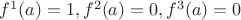 $f^1(a) = 1, f^2(a) = 0, f^3(a) = 0$