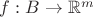 $f:B\to \mathbb{R}^m$