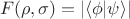 $$F(\rho,\sigma)=|\langle\phi|\psi\rangle|$$