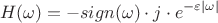 $$H(\omega)=-sign(\omega)\cdot j \cdot e^{-\varepsilon|\omega|}$$