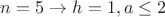 $n=5\to h=1,a\le 2$