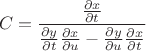 $$C=\frac{\frac {\partial x}{\partial t}}{\frac {\partial y}{\partial t}\frac {\partial x}{\partial u} - \frac {\partial y}{\partial u}\frac{\partial x}{\partial t}}$$