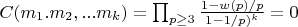 $C(m_1.m_2,...m_k)=\prod_{p \geq 3} \frac{1-w(p)/p}{1-1/p)^k}=0$