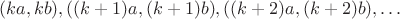 $$
(ka,kb), ((k+1)a,(k+1)b), ((k+2)a,(k+2)b),\dots
$$