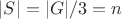 $|S|=|G|/3=n$
