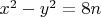 $x^2-y^2=8n$