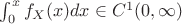 $\int^x_0 f_X(x) dx \in C^1(0,\infty)$