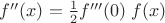 $f''(x)=\frac 1 2 f'''(0)\;f(x)$