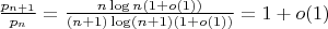 $\frac{p_{n+1}}{p_n} = \frac{n \log n (1 + o(1))}{(n + 1)\log(n+1)(1+o(1))} = 1 + o(1)$