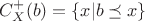 $$C^{+}_{X}(b)=\{ x |b \preceq x\}$$ $$C^{+}_{X}(b)=\{ x |b \preceq x\}$$