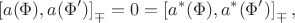 $$\left[a(\Phi),a(\Phi')\right]_\mp=0=\left[a^*(\Phi),a^*(\Phi')\right]_\mp,$$