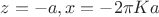 $z = -a, x = -2\pi K a$