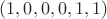 $(1,0,0,0,1,1)$