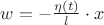 $w=- \frac{\eta(t)}{l} \cdot x$