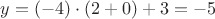 $y = (-4)\cdot (2+0)+3 = -5$