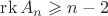 $\operatorname{rk}A_n\geqslant n-2$