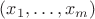 $(x_1, \ldots, x_m)$ $(x_1, \ldots, x_m)$