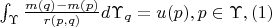 $ \int_\Upsilon \frac{m(q)-m(p)}{r(p,q)} d\Upsilon_q =  u(p) ,   p\in\Upsilon ,  (1)$