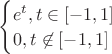 $\begin{cases}
e^t, t \in [-1,1]\\
0, t \not \in [-1,1]
\end{cases}$