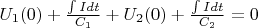 $U_1(0)+\frac{\int Idt}{C_1}+U_2(0)+\frac{\int Idt}{C_2}=0$