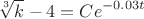 $$\sqrt[3]{k}-4=Ce^{-0.03t} $$