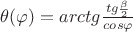 $\theta(\varphi)=arctg \frac {tg \frac \beta 2}{cos \varphi}$