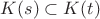$K(s)\subset K(t)$