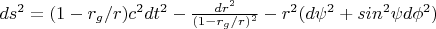 $ds^2=(1-r_g/r)c^2dt^2-\frac{dr^2}{(1-r_g/r)^2}-r^2(d\psi^2+sin^2\psi d\phi^2)$