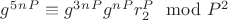 $g^5^n^P\equiv g^3^n^Pg^n^Pr_2^P\mod P^2$