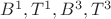$B^1, T^1, B^3, T^3$