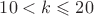 $10<k\leqslant20$