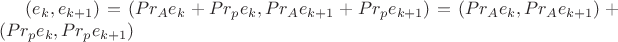 $(e_k,e_{k+1}) = (Pr_A e_k + Pr_p e_k, Pr_A e_{k+1} + Pr_p e_{k+1}) = (Pr_A e_k, Pr_A e_{k+1}) + (Pr_p e_k, Pr_p e_{k+1})$